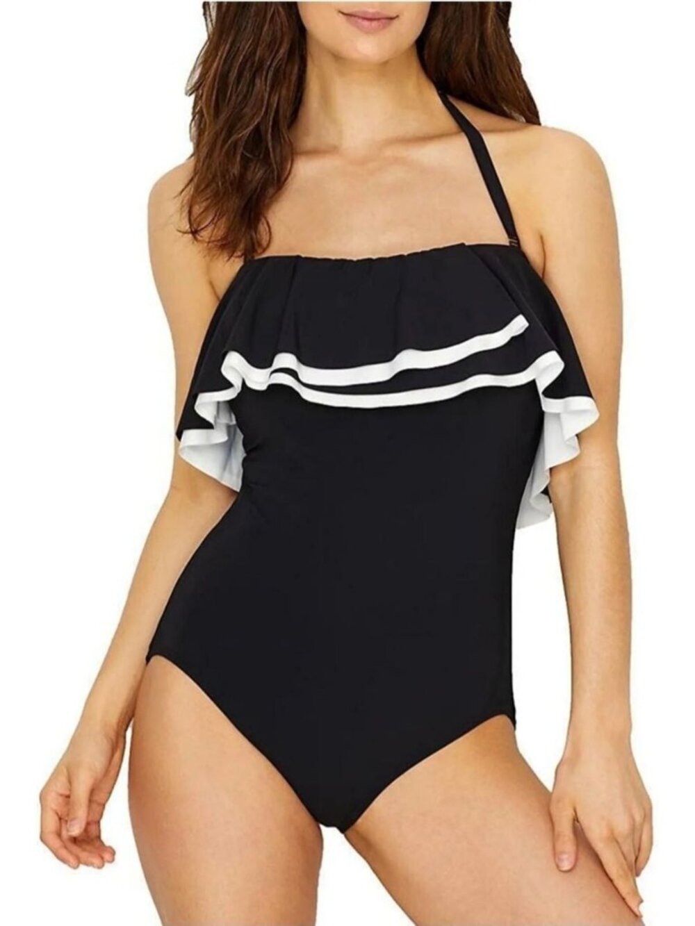 Coco Reef 14/38C Ruffle Bandeau Removable Straps Swimwear One-Piece Bathing Suit - Picture 5 of 13